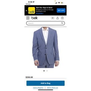 Calvin Klein Big Boys Plain Weave Suit Jacket- Medium Blue